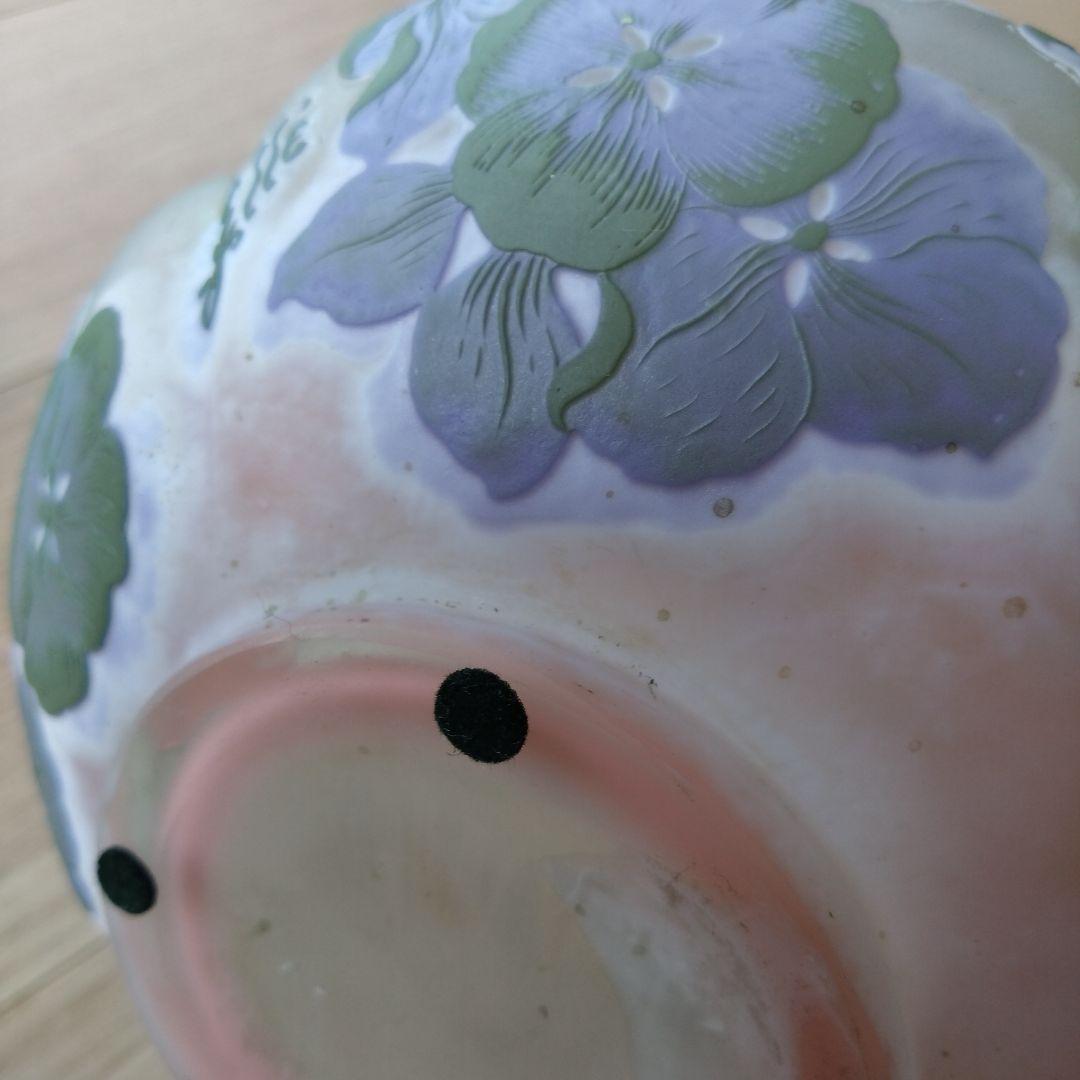 ガレ　紫陽花文平花器　エミール・ガレ　アールヌーボー　アジサイ