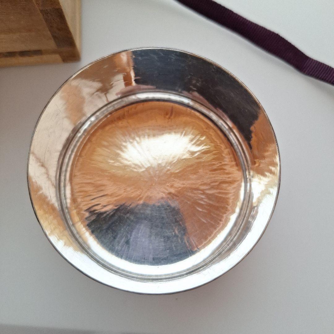 松栄堂　純銀製　茣座目打　茶筒　茶道具　銀器　銀製品