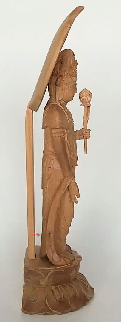 観音菩薩立像#177 観世音菩薩 聖観音 3寸◆白檀 木彫 仏像