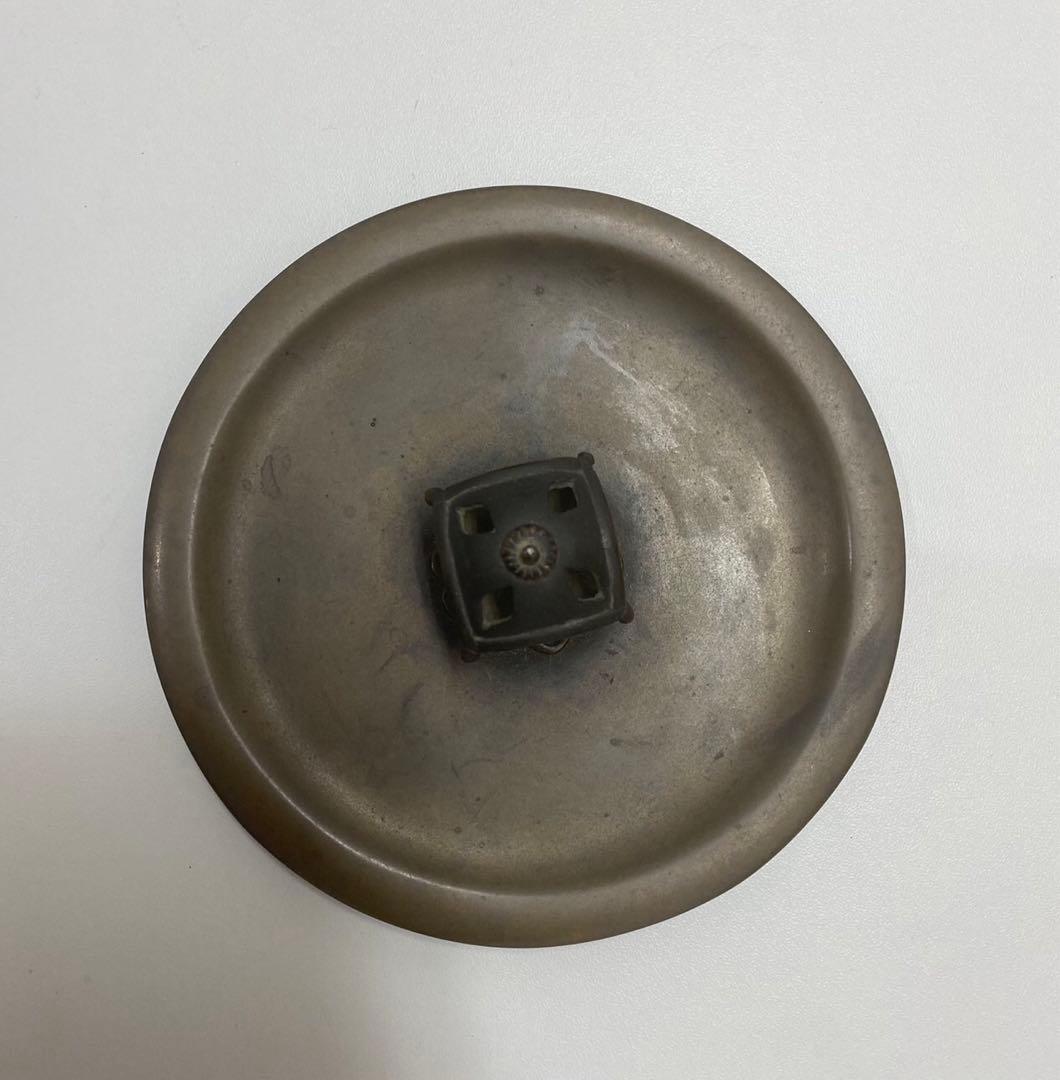 畠春斎　古鉄　銅蓋　笹竹　表面模様　風炉用　茶釜