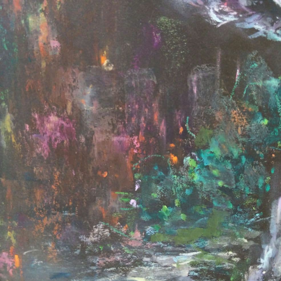 原画 アート 絵画 画家 クレパス画 ハシビロコウ 鳥 青い鳥 インテリア