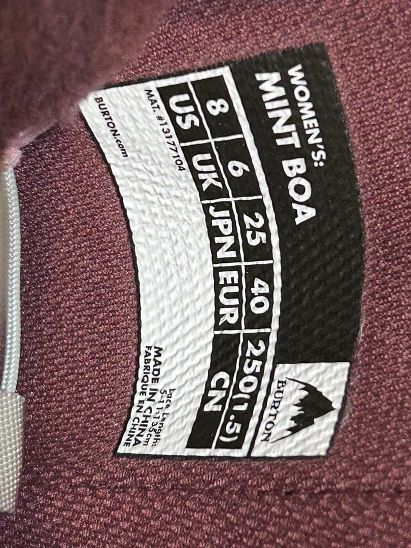 BURTON バートン　スノーボードブーツ　MINT BOA 女性用　25㎝