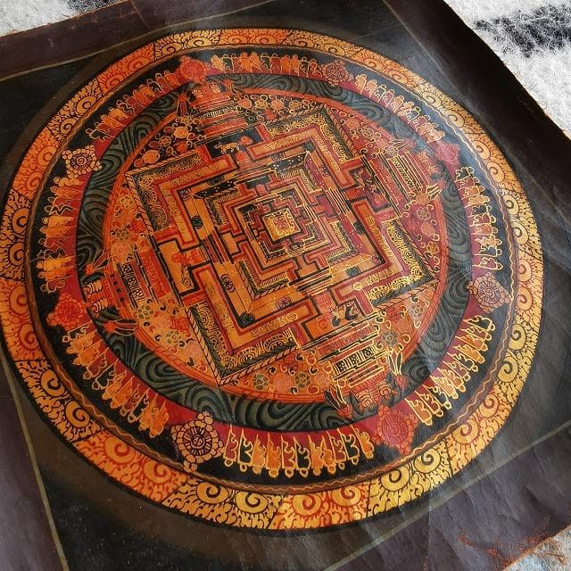 時輪曼荼羅　カーラチャクラ　曼荼羅　大：　タンカ　仏画（額縁なし）