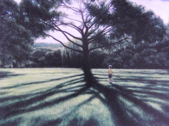 山本貞、【少年のいる夏】、希少な額装用画集より、新品額装付、状態良好