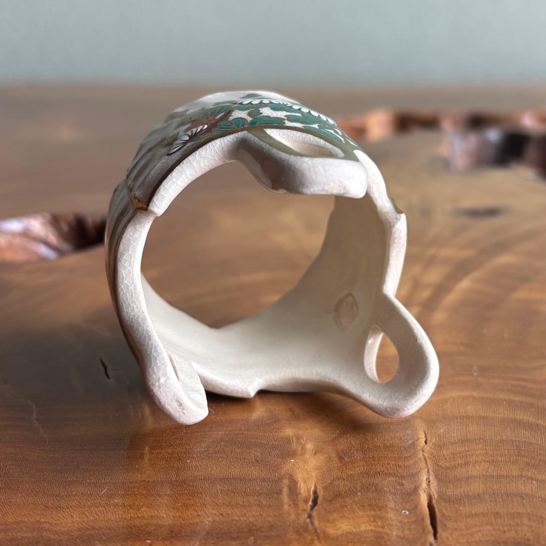 色絵銀杏草花 蓋置 杉田祥平造 清閑寺窯 茶道具 共箱