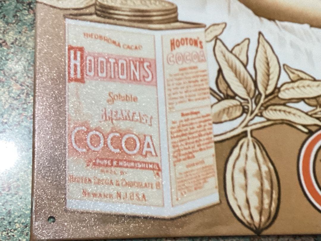 ビンテージブリキ看板　Hooton's Cocoa アメリカ製　1993年