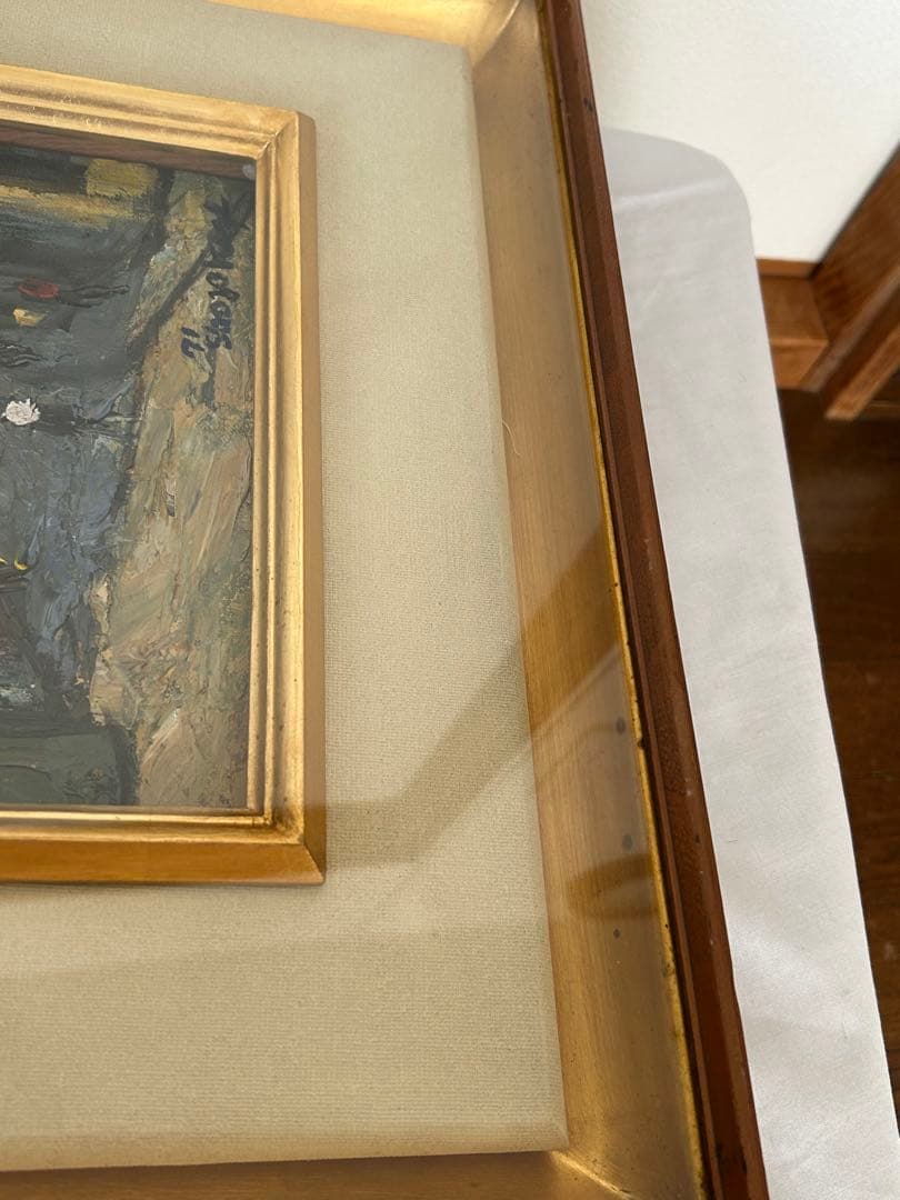 鹿毛正三　1971年パリ　モンマルトル　ノルヴァン通り　油絵　f3号油彩画　額縁