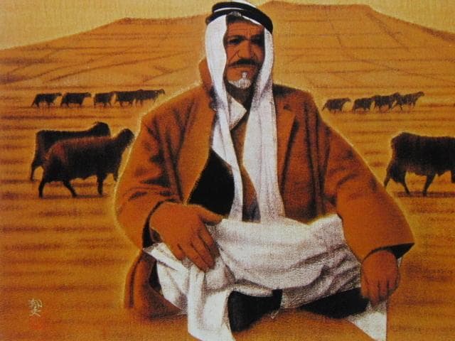 平山郁夫、【牧人】、希少画集画より、状態良好、新品高級額装付