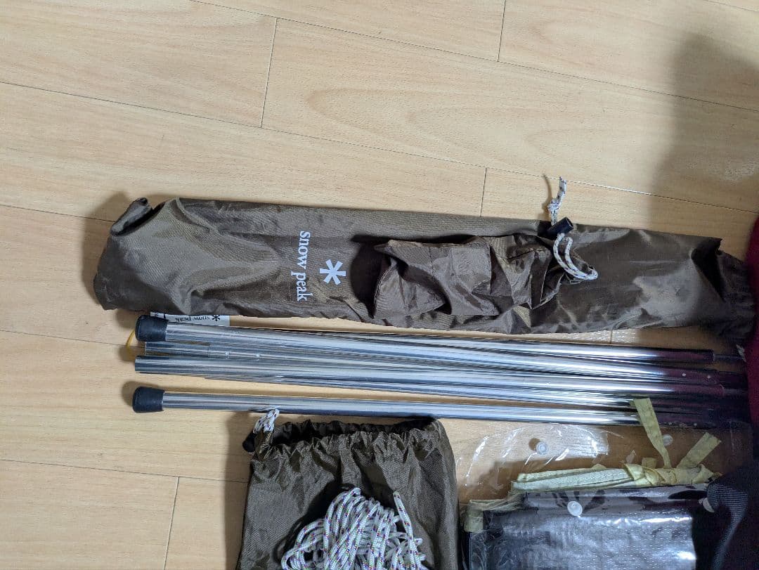 アメニティドームL　純正跳ね上げポールとLOGOSグランドシートのセット