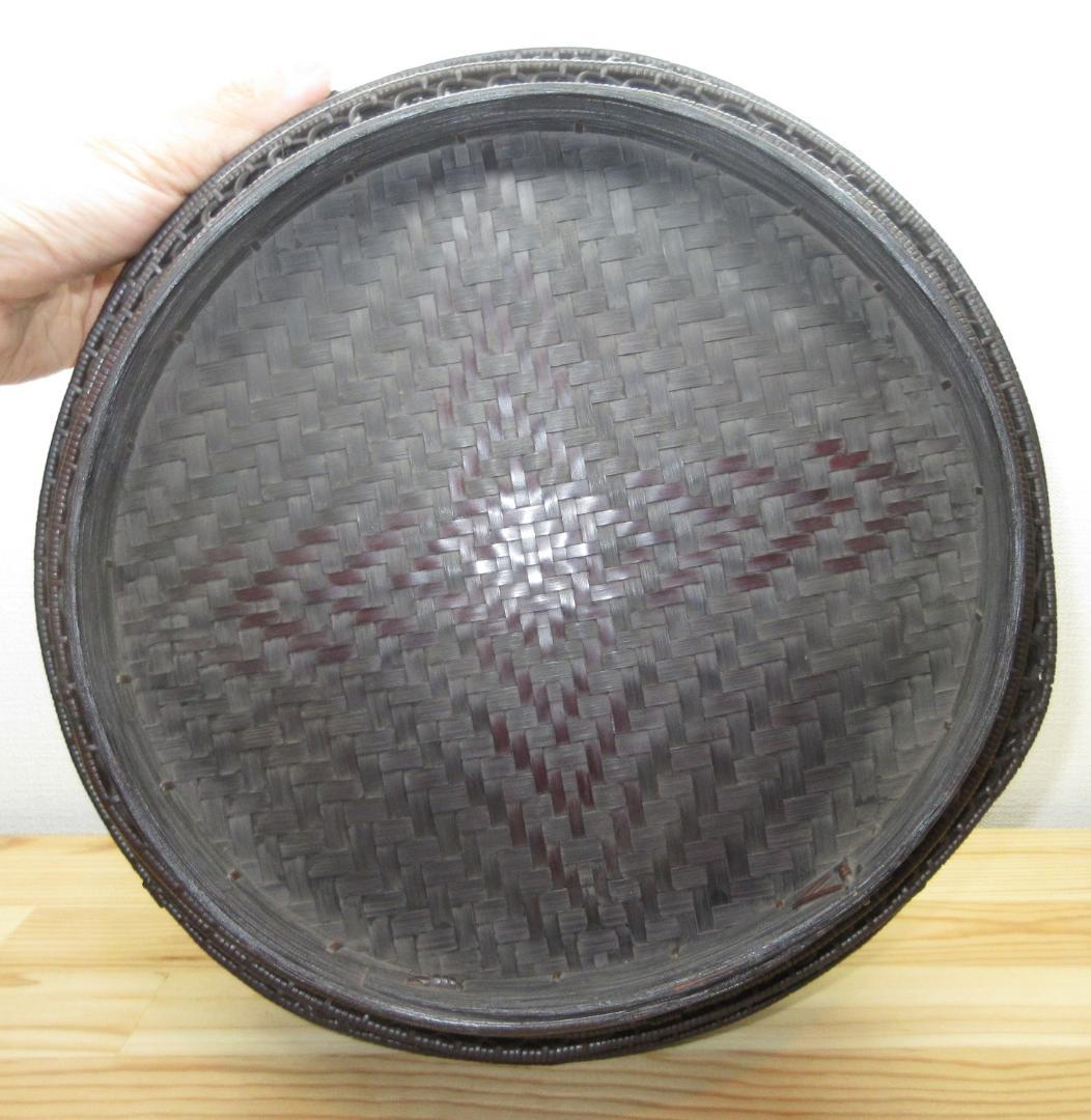 送料込【逢絢亭】茶道具 水屋道具 炭斗 唐物写 輪組炭斗 篭師 竹笠斎 共箱入り