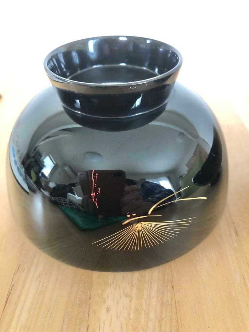 【輪島塗】【希少】木製漆器 吸物椀 蓋付き（見開きまで模様付き）5客セット