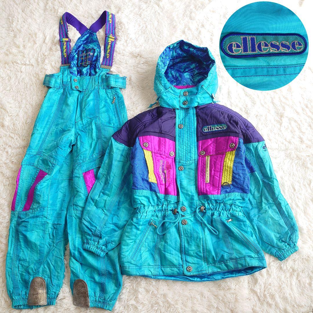 エレッセ スキー スノーボードウェア セットアップ ライトミント ロゴ刺繍 M