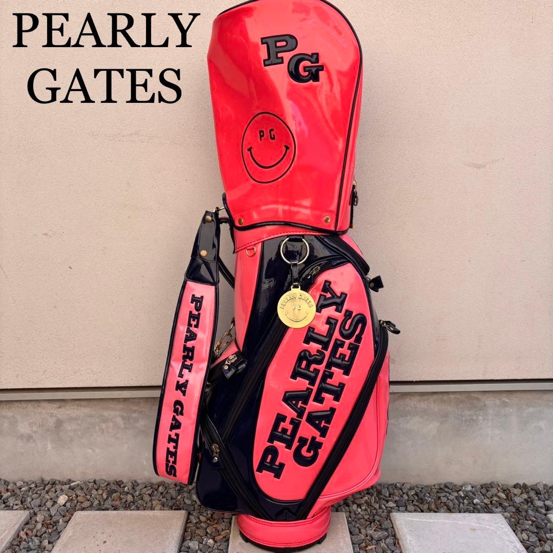 パーリーゲイツ　エナメル キャディーバック　ピンク/ネイビー 9.5型