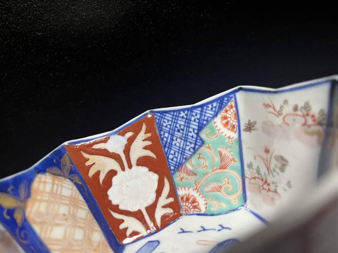 古伊万里　色絵　金彩　八角鉢　中鉢　深皿　盛皿　５客