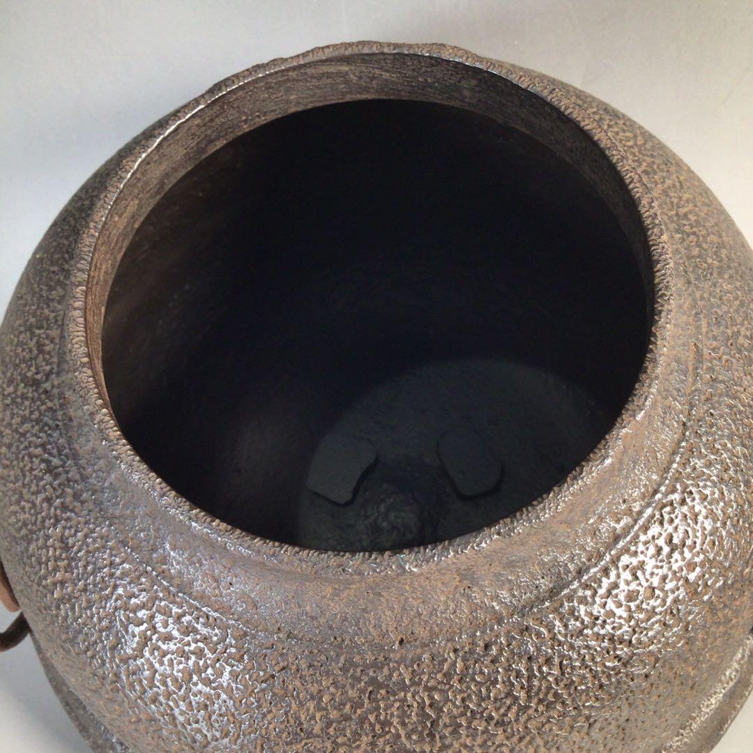 Ｍ６６２　茶釜　『釜師　門脇喜平造』『斑紫銅蓋』『真形釜』　共箱　茶道具