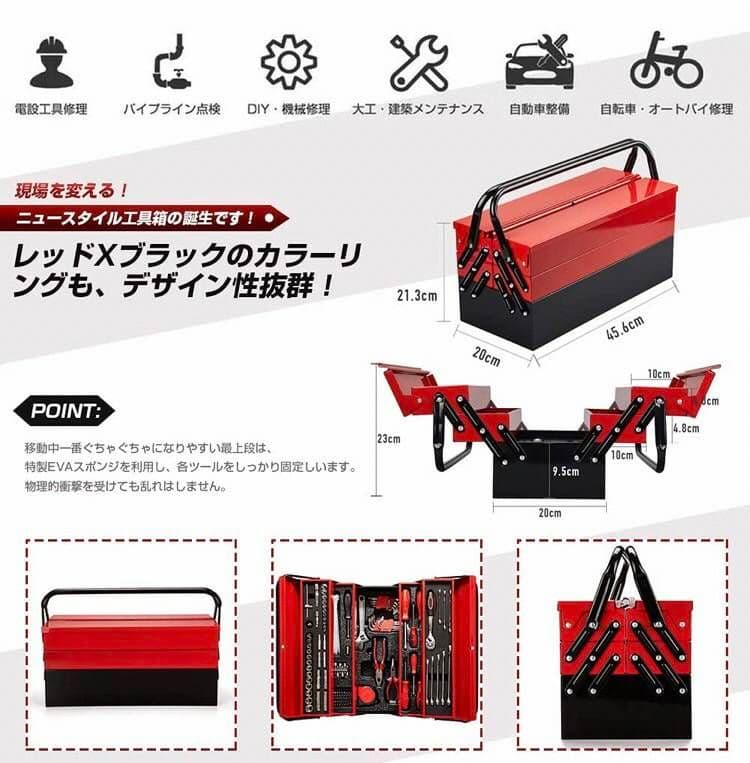 プロ用 整備 工具 セット 192点 セット 作業用 EVA 材質 安全