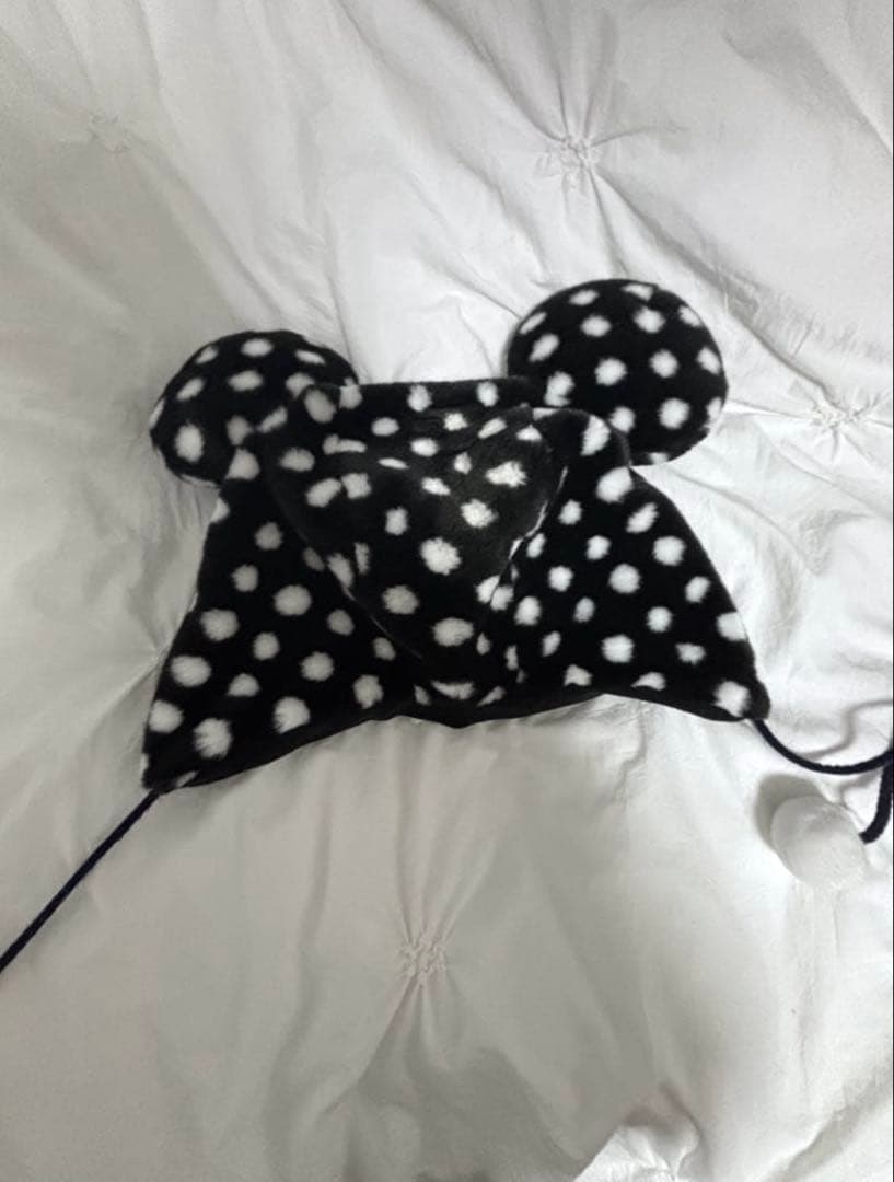 ディズニー ファンキャップ ミニー ドット 水玉 ブラック レア 黒