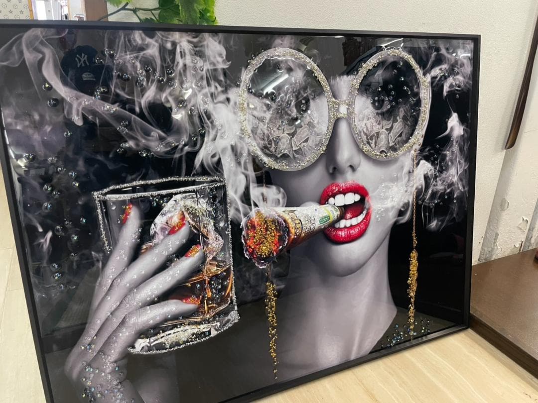 水晶絵　アートパネル　スタッズ　キラキラ　壁掛け　パネル　アート　絵　絵画　石