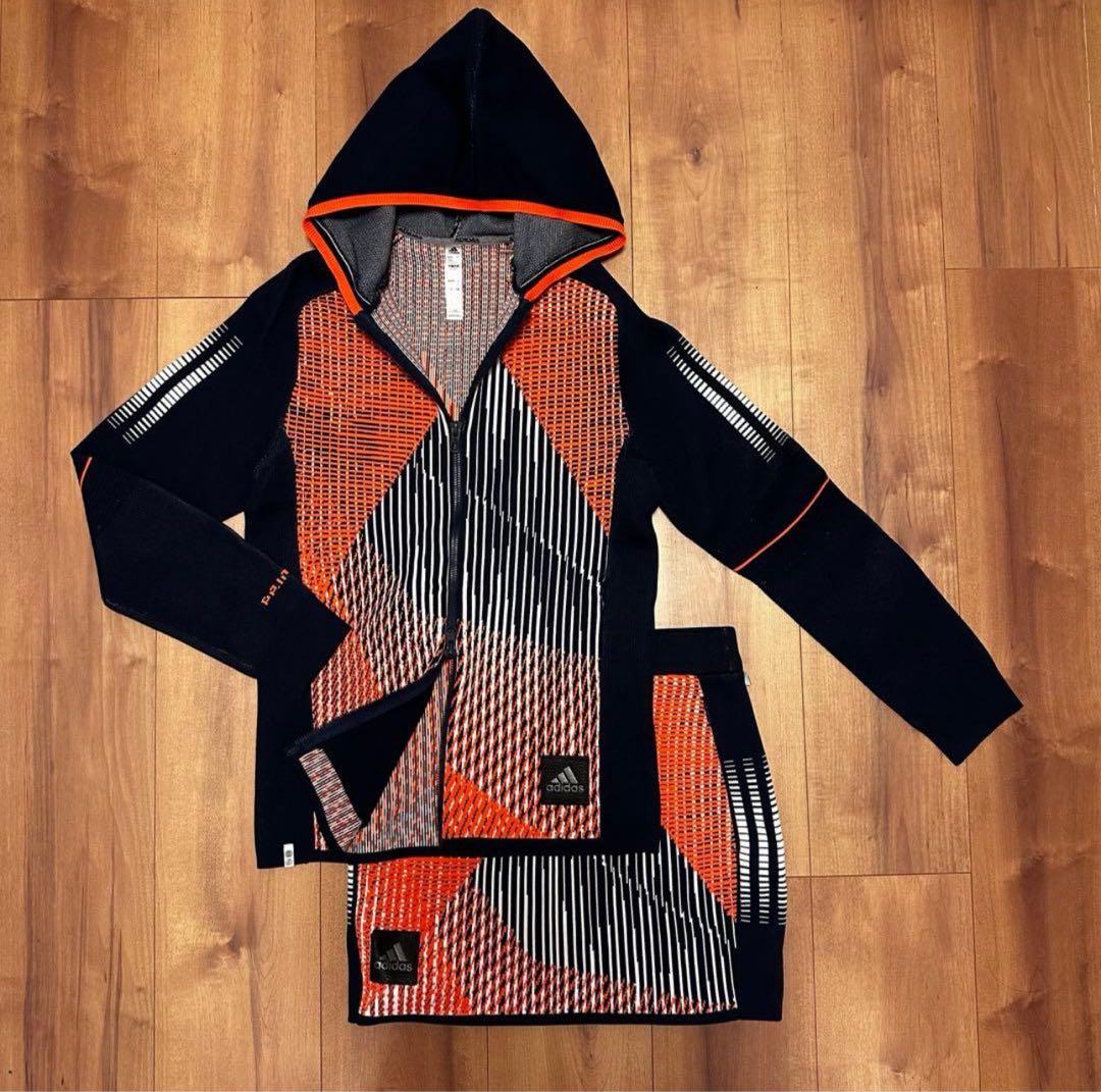 フード付きパーカー　タイトスカート　セットアップ　ニット　秋冬　長袖　セーター