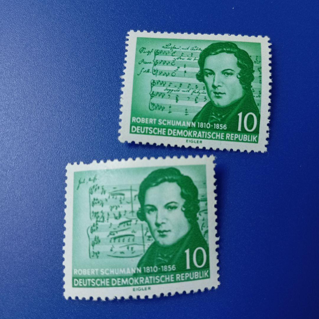 売約8771外国切手 ドイツ 作曲家ロベルト・シューマン (楽譜ミス品2種含め）