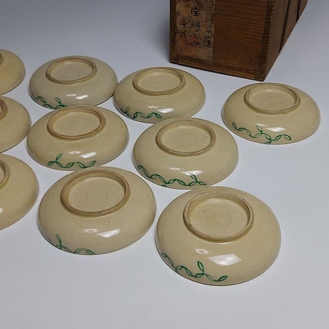 22-382古清水(粟田焼)の美山窯　小皿10客