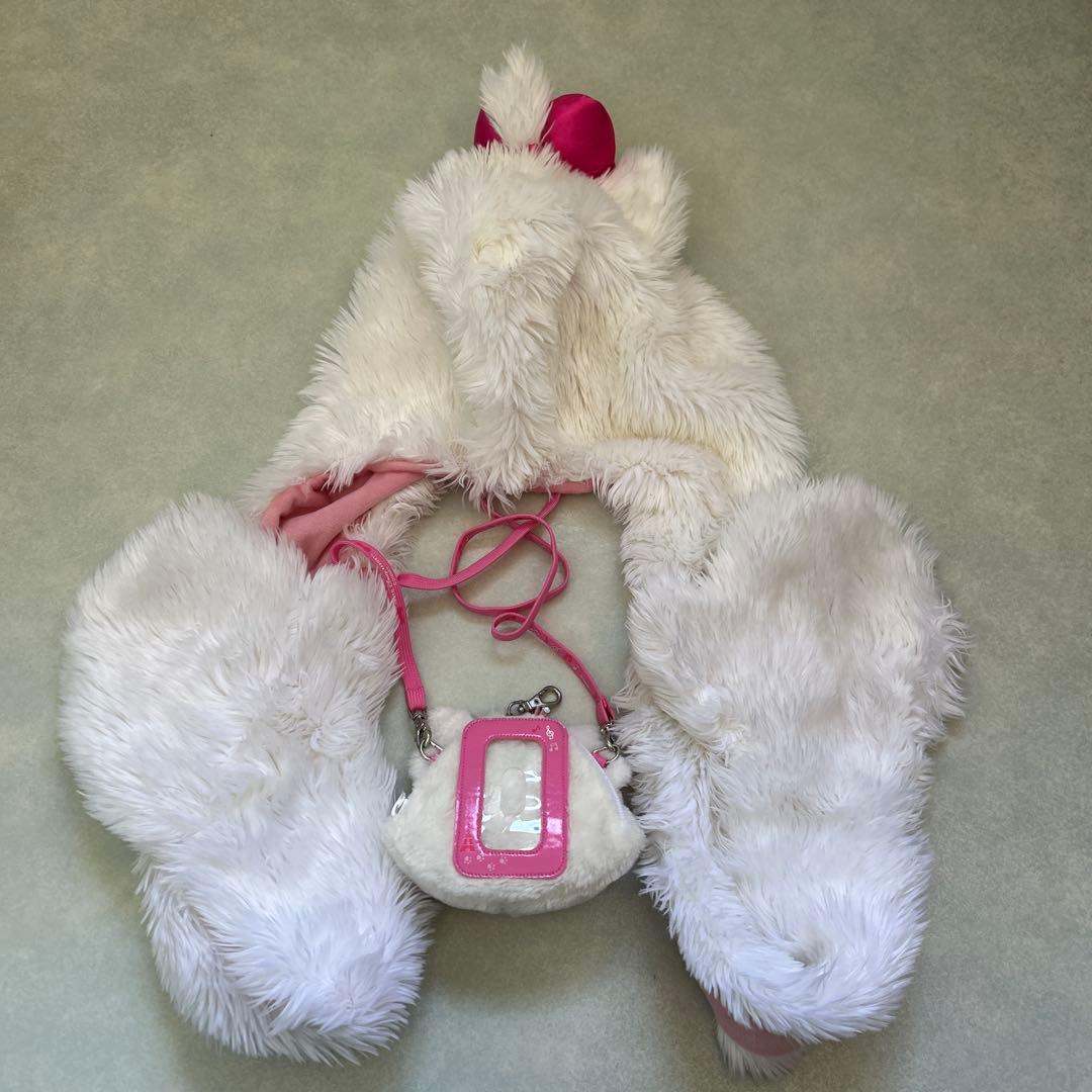 ディズニー　フード付きマフラー　マリーちゃん　ファンキャップ　パスケース