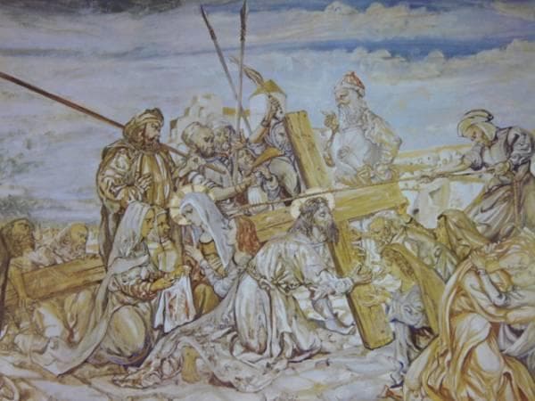 藤田嗣治、【十字架を背負うキリスト 】、希少な限定額装用画集画