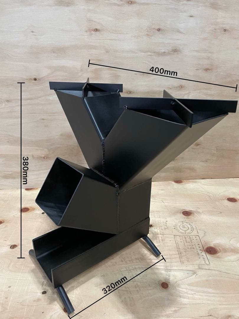 2口2連薪ストーブ　ロケットストーブ キャンプ 焚き火台 焚火　煙突