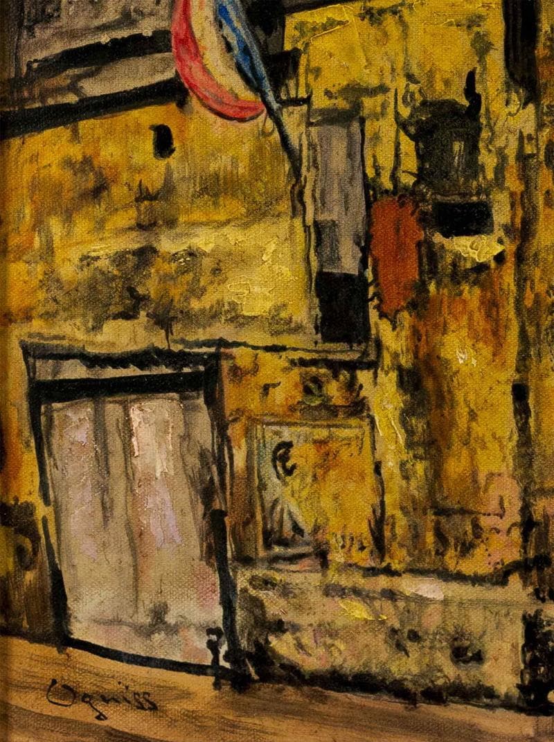 荻須高徳　油彩　肉筆『洗濯物』サイン　長谷川徳七鑑定　F6号　額装　b590