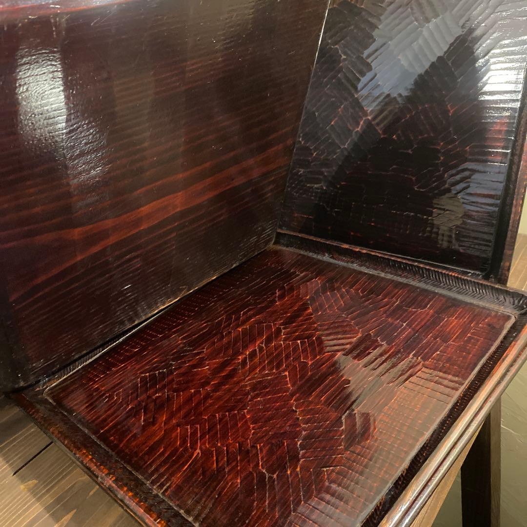 讃岐盆 木製彫刻模様入り正方形 お盆トレー　5つセット