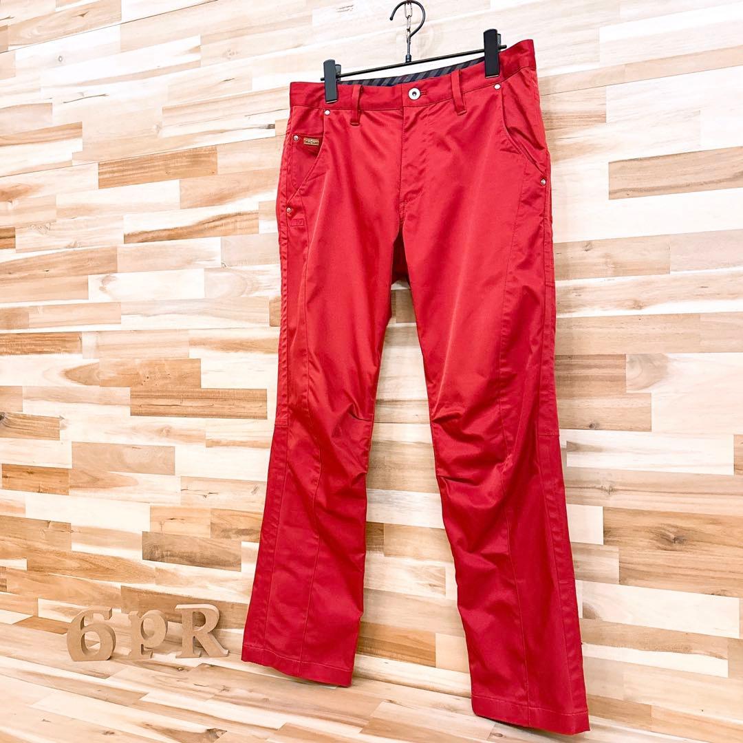 【キャロウェイ】ゴルフ ロング パンツ 6ポケット M 赤レッド×シルバー