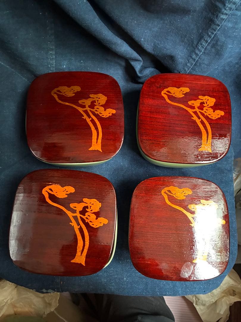 青磁　天龍寺青磁枡形向付　5客　宮永東山　共箱　荒川豊蔵の出た窯　北大路魯山人