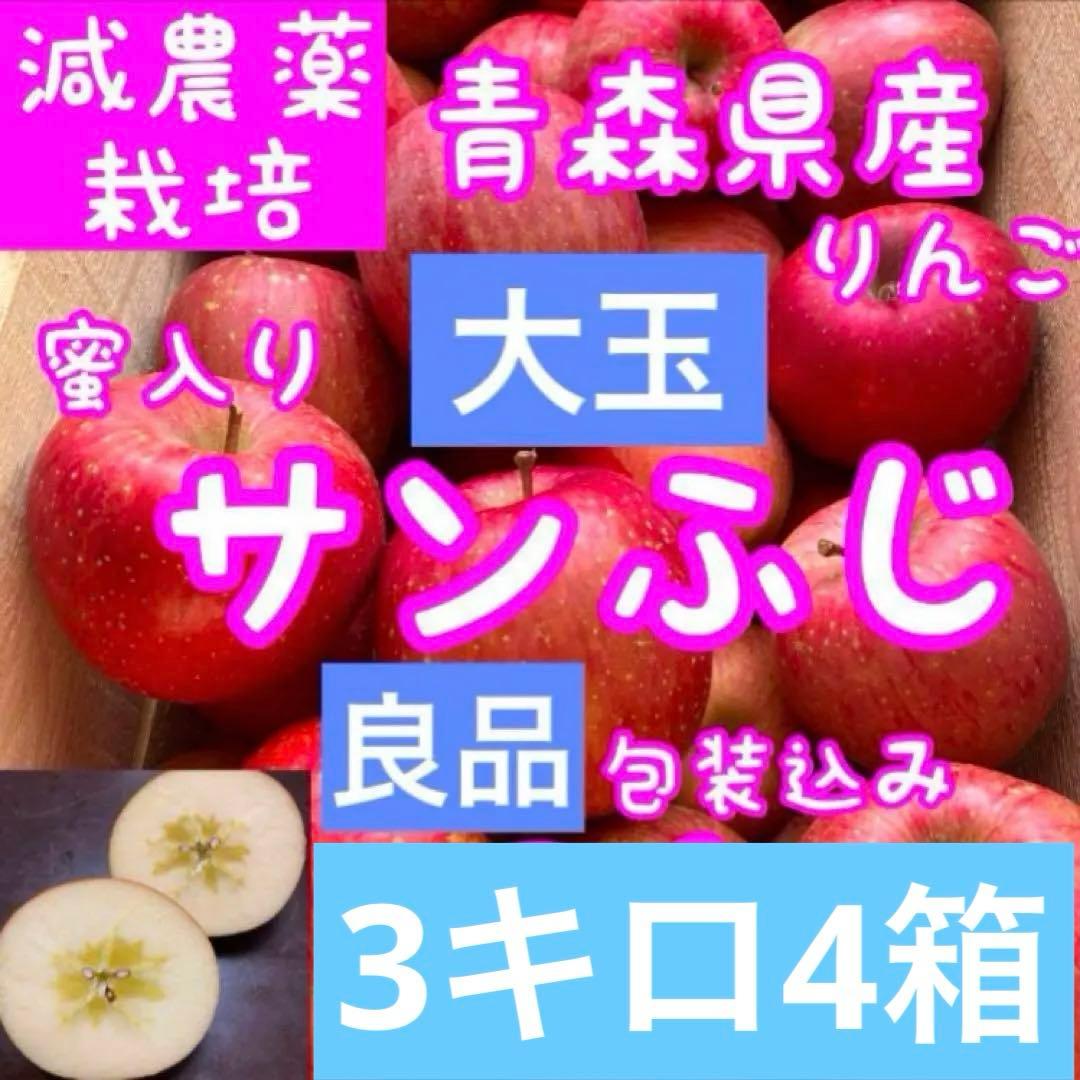 4箱　青森県産　A級　サンふじ　大玉　3キロ