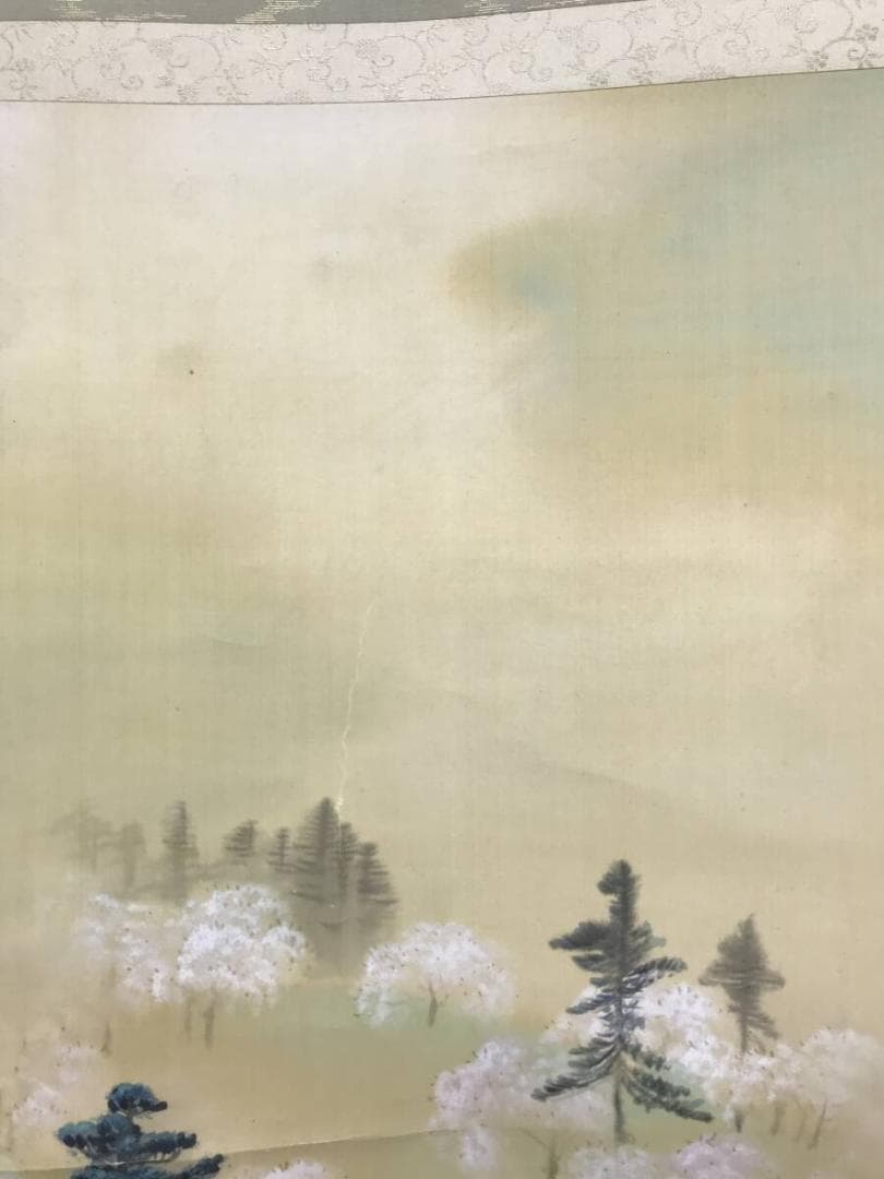 真作/海雪/昭和年代の日本画家/嵐山山水図/嵐峡図/掛軸☆宝船☆AH-809