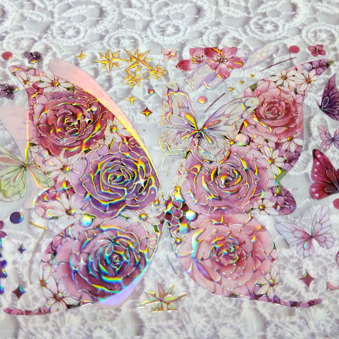 ✩再販✩S2＃玫瑰花窗(炫彩)茶犁切り売り海外装飾マステ薔薇蝶