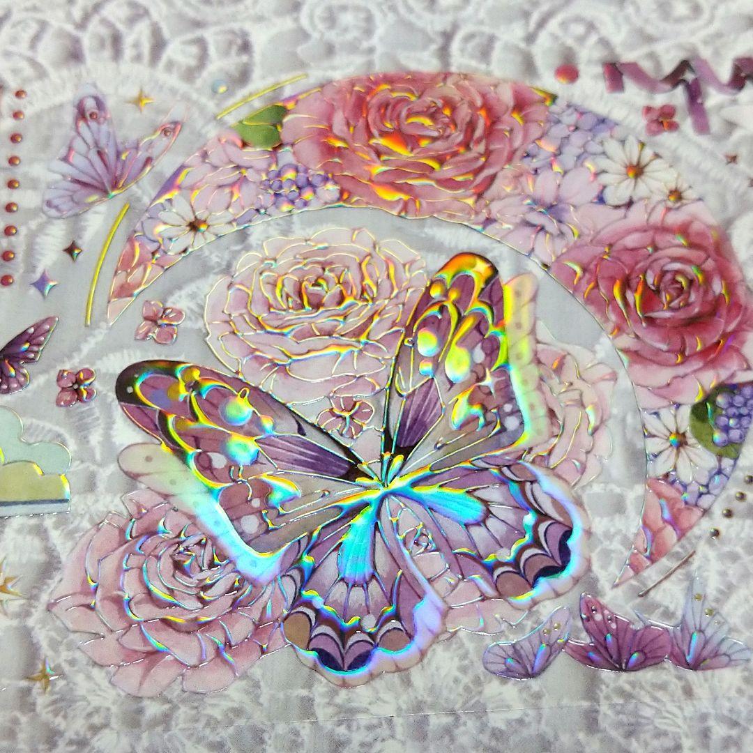 ✩再販✩S2＃玫瑰花窗(炫彩)茶犁切り売り海外装飾マステ薔薇蝶