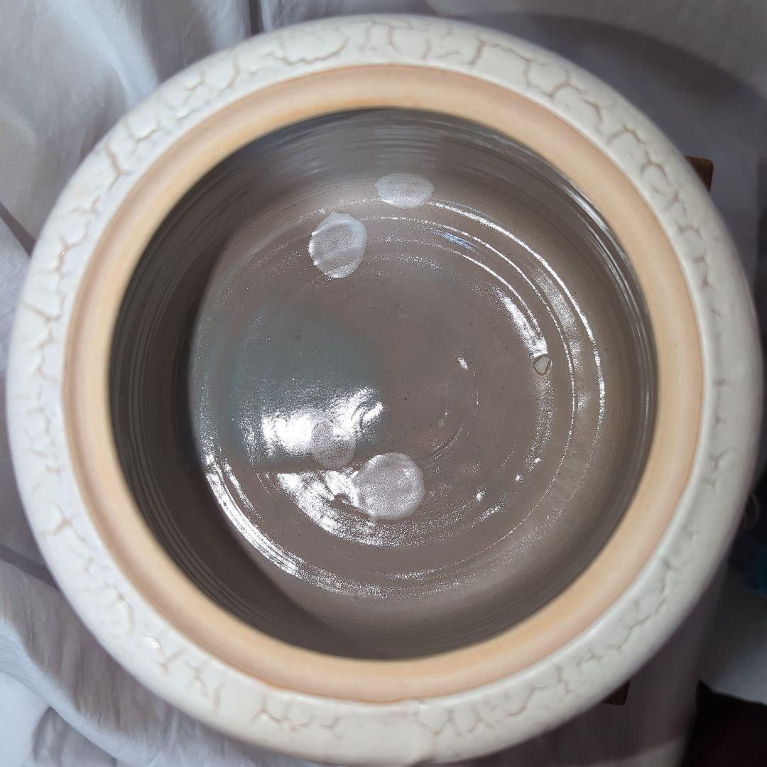 東原窯 羽柴 白色水差し 蓋付き ひび割れ模様