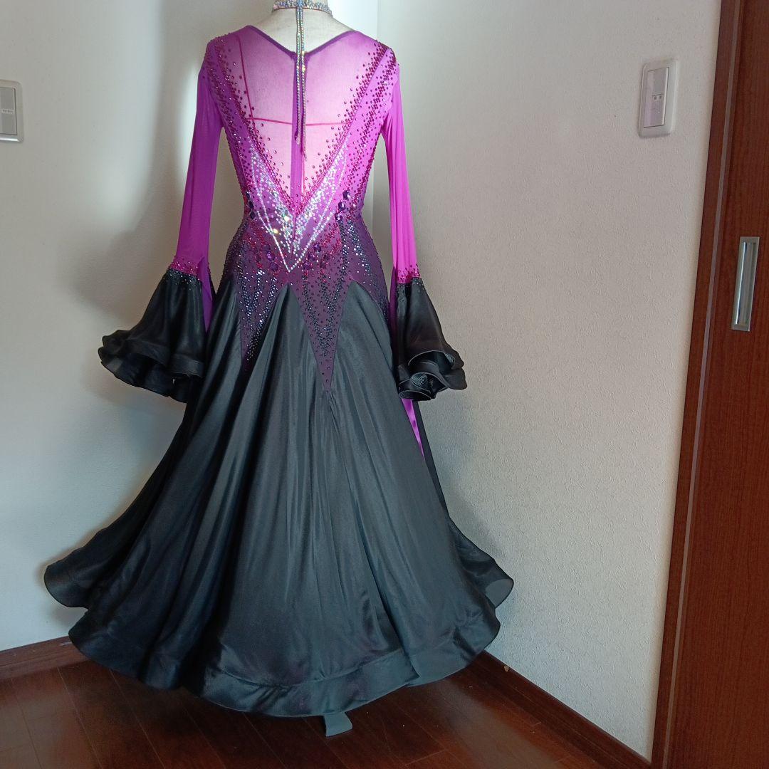 社交ダンススタンダードドレス （M〜Ｌサイズ）ピンクと黒グラデーション