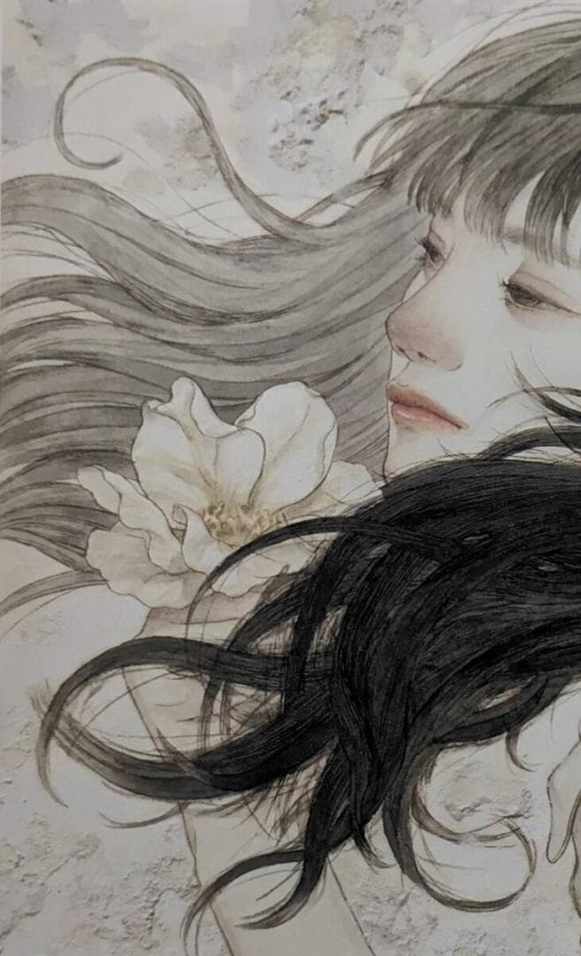 山本晴日、「潮風にちぎられて」、希少画集・額装画、日本製・新品額縁