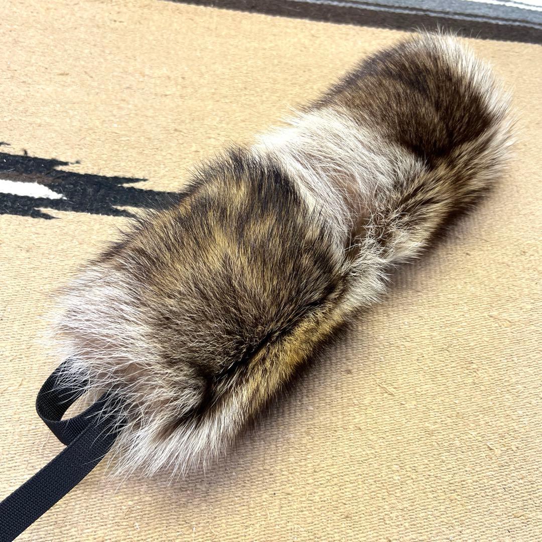 【裏地付】　ラクーン　アライグマ　尻あて　腰皮　狸毛皮敷物　　スキー　登山　山菜