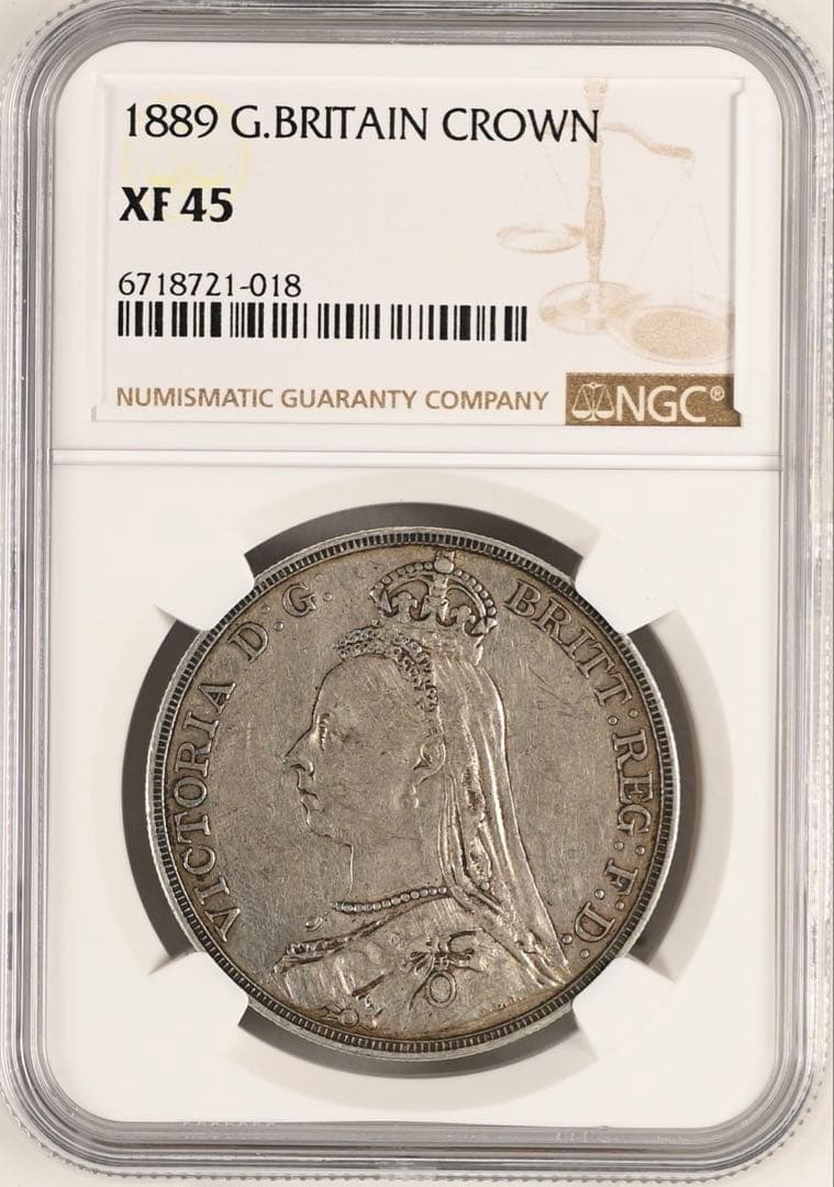 大英帝国1889年ヴィクトリア女王 ジュビリーヘッドクラウン大型銀貨 NGC認証