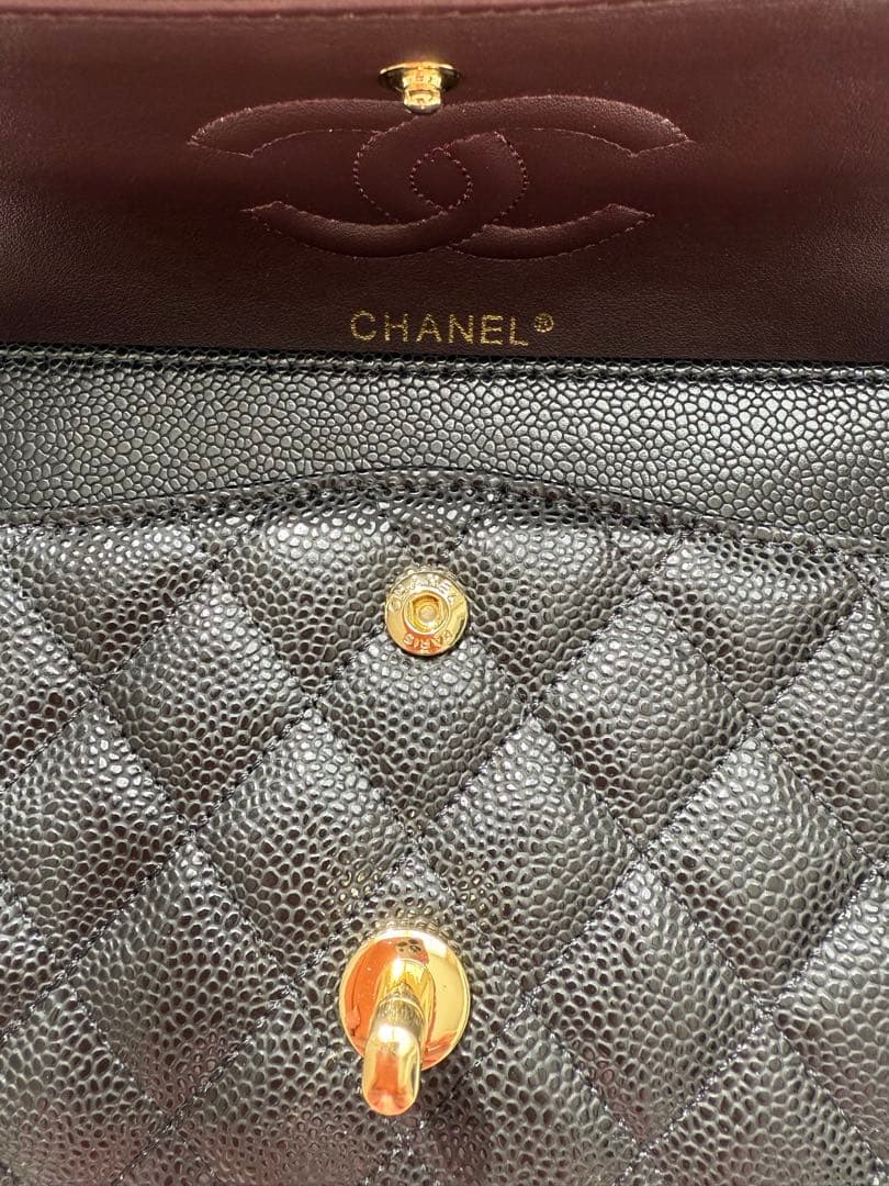 キルティングバッグ　ゴールドチェーン　ショルダーバッグ　キャビアスキン　2way