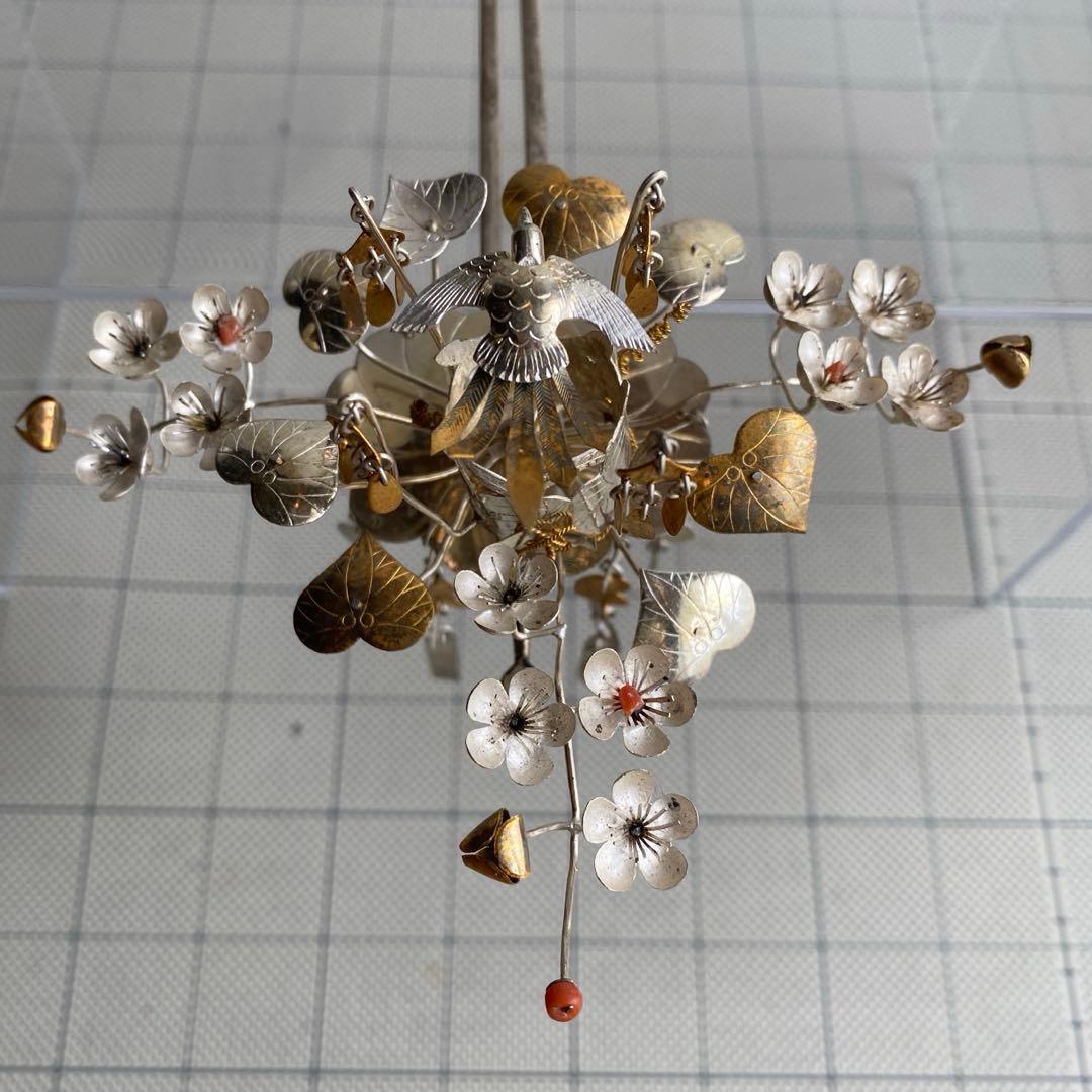 アンティーク　金工細工　花嫁かんざし　金銀びらかんざし