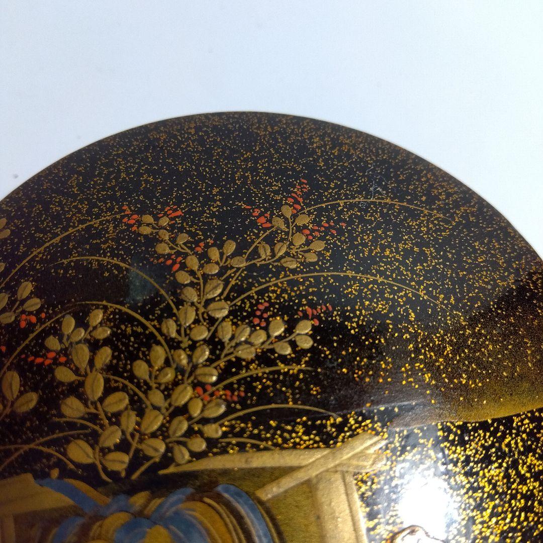 加賀蒔絵　漆器 　時代　蒔絵金銀蒔絵草花文香合　細密　箱入り