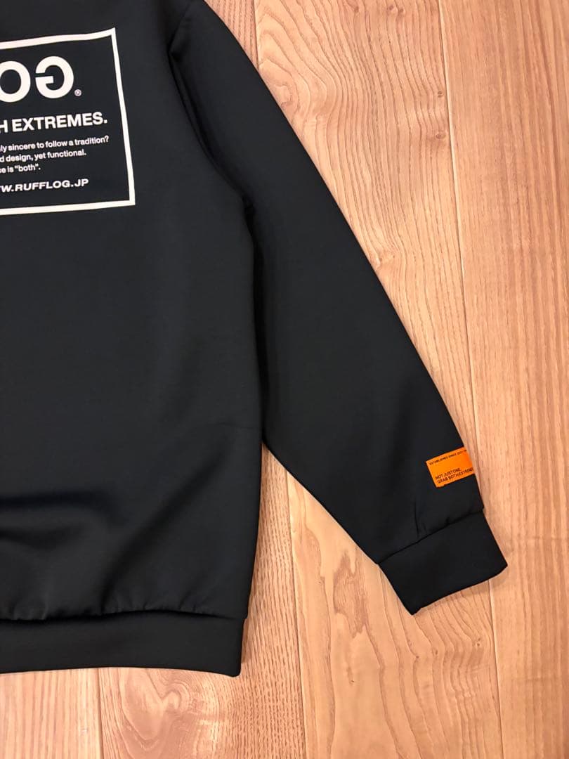 ラフロッグ　バックフレームロゴモックネックシャツ　ブラック　新品