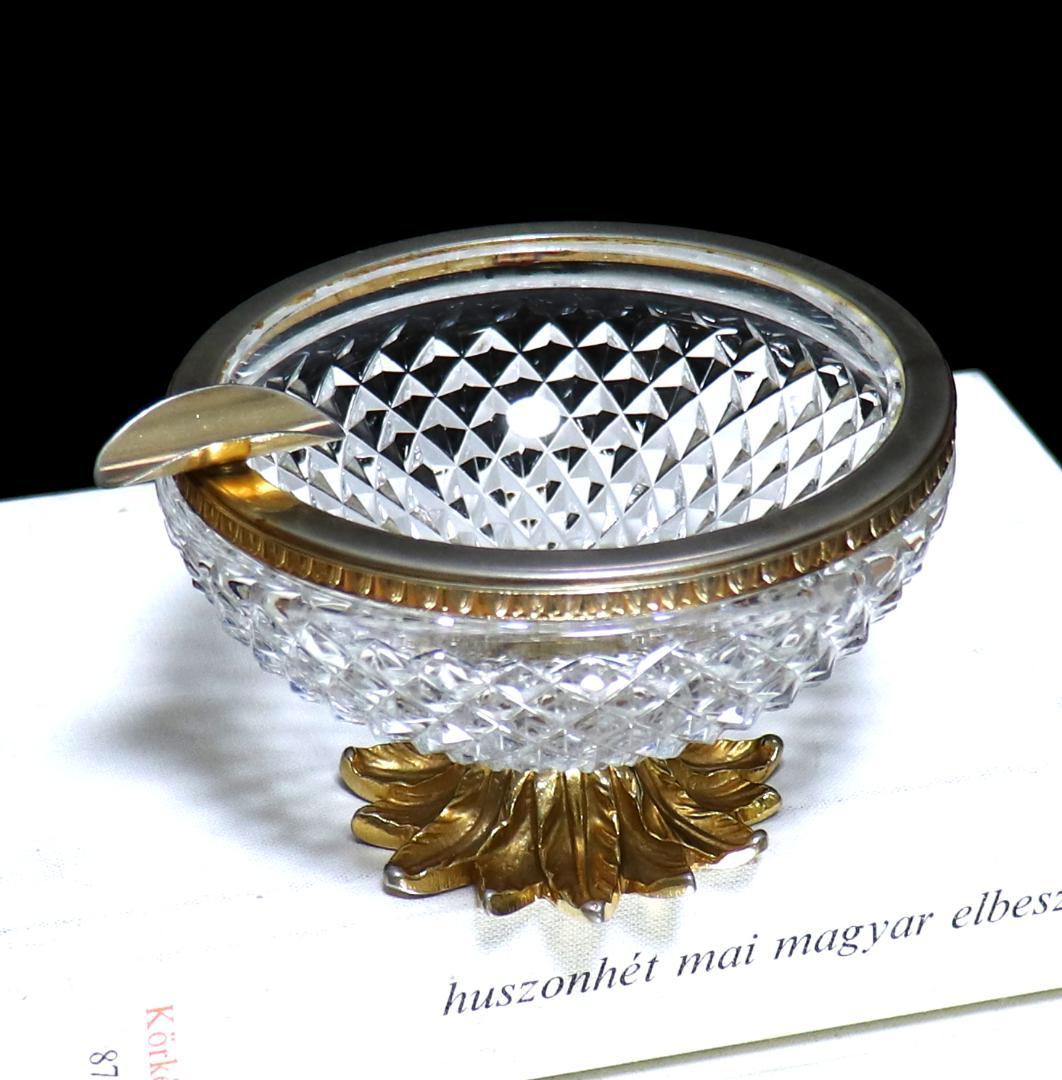オールド・バカラ 極稀少 金装飾台座付き大型灰皿 ディアマン・ビゾー 小物入れ