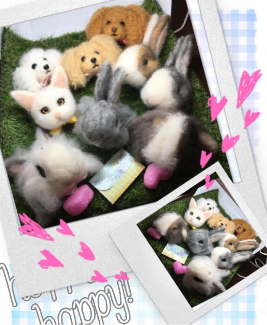こまめ様 犬猫うさぎさん羊毛フェルトストラップ