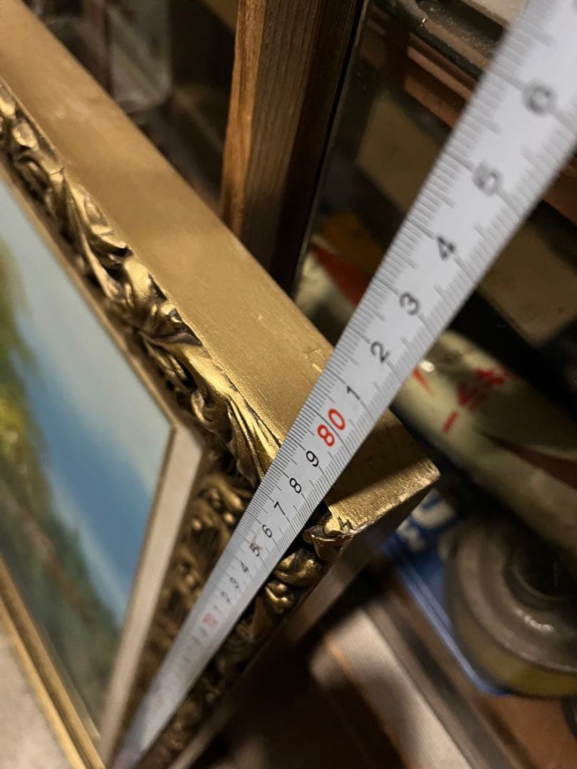 油絵、絵画、油絵額付き、大きな油絵、108センチ、キャンパス油絵、直筆油絵