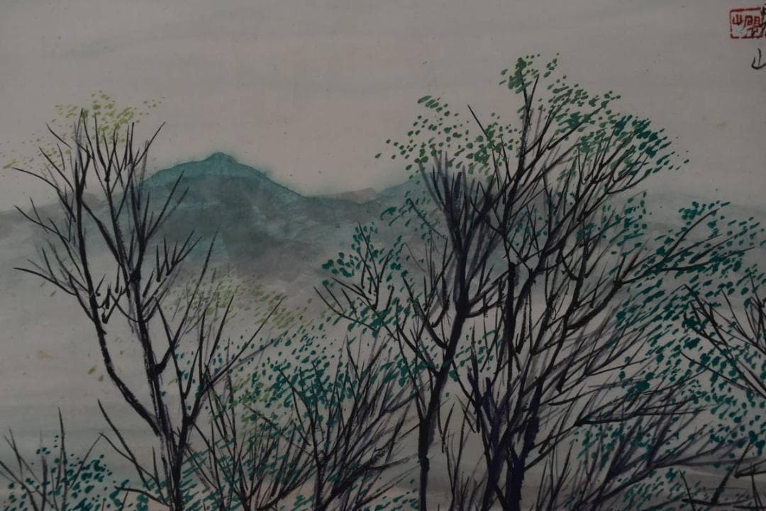 【真作】水田硯山/山水図/大正～昭和期/横物/掛軸/名家伝来/AA-355