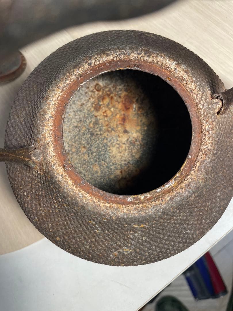 南部鉄瓶 盛岡南部 亀印 霰文様 ヴィンテージ 鉄瓶 湯釜